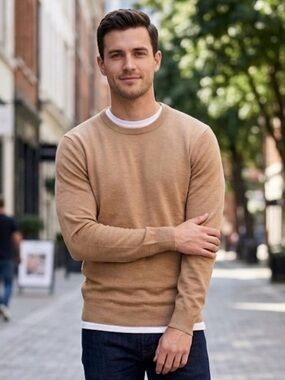Kenneth Cole Men's Crewneck Sweater — Camel/Tan